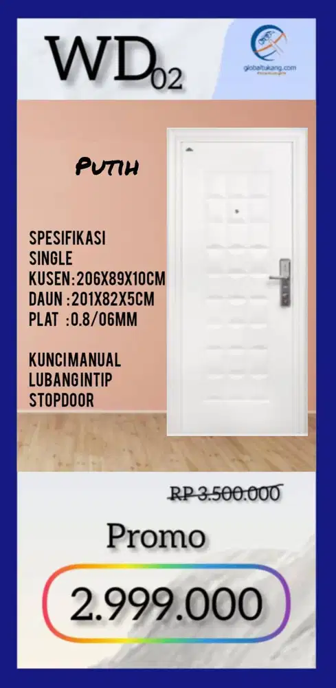 Jual Pintu baja eksklusif awet tahunan kota Padang