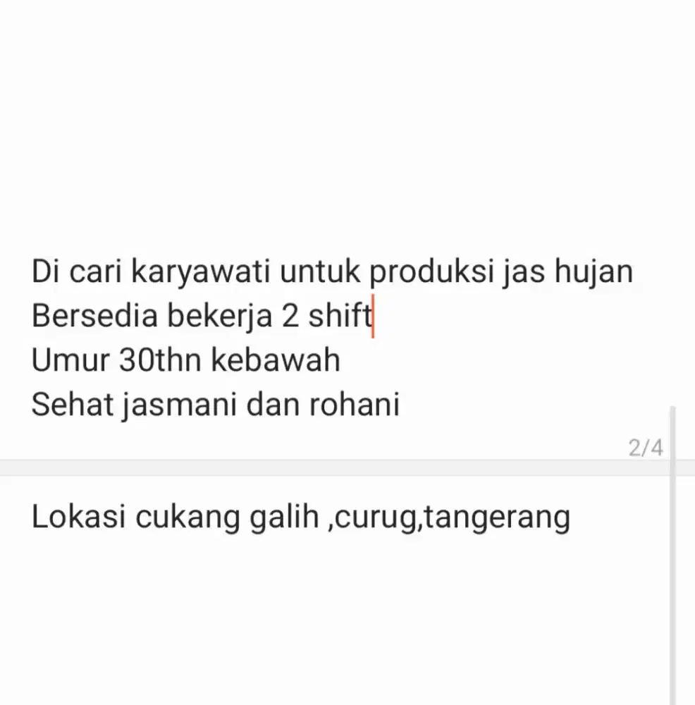Lowongan kerja produksi jas hujan