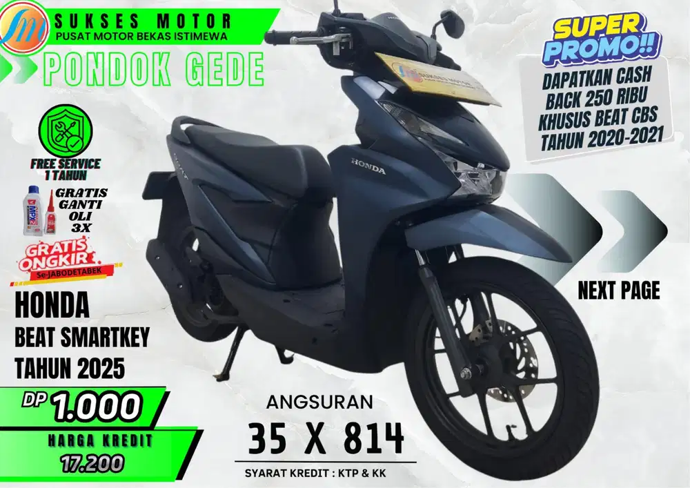 BEAT SMARTKEY TH 2025 DP MURAH ANGS RINGAN PROSES CEPAT CASH/ KREDI