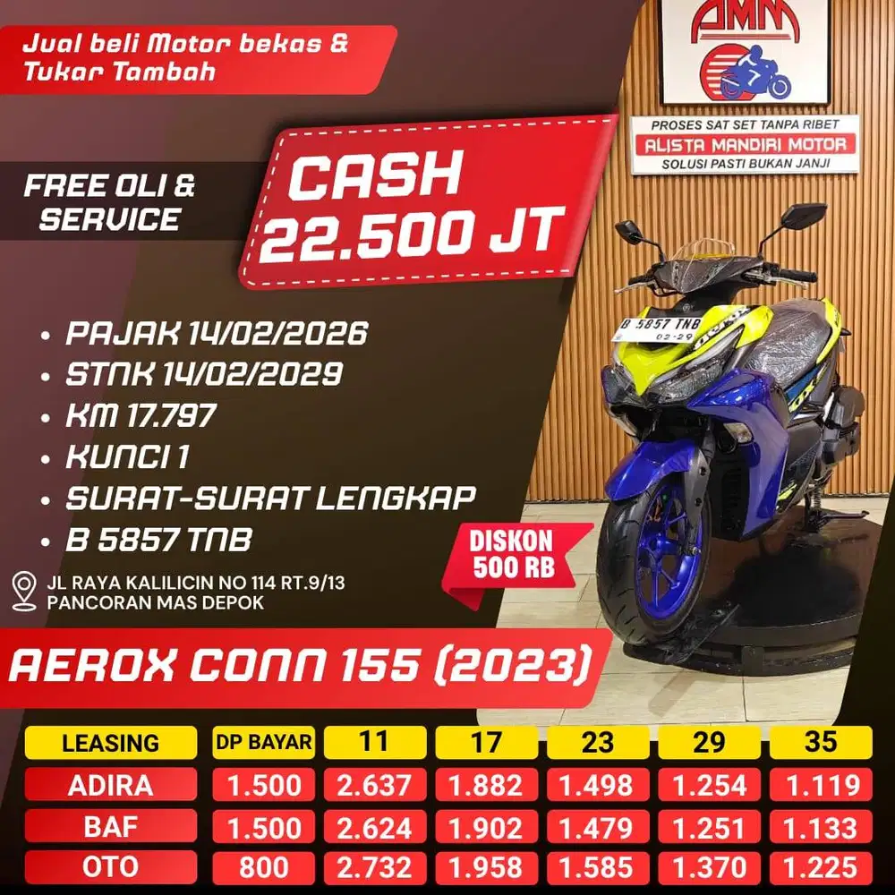 AEROX CONN 155 2023 PAJAK HIDUP KM LOW CC 0% KREDIVO TOKPED SPAYLATER