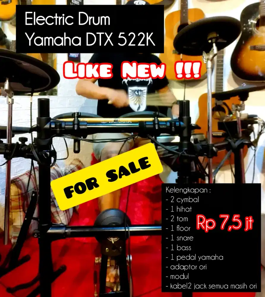Drum Elektrik Yamaha DTX522K Full Original Part & Kabel + Pedal Pad