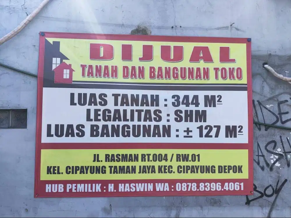 DIJUAL TANAH FREE BANGUNAN TOKO