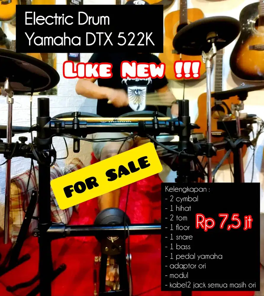 Drum Elektrik Yamaha DTX522K Full Original Part & Kabel + Pedal Pad