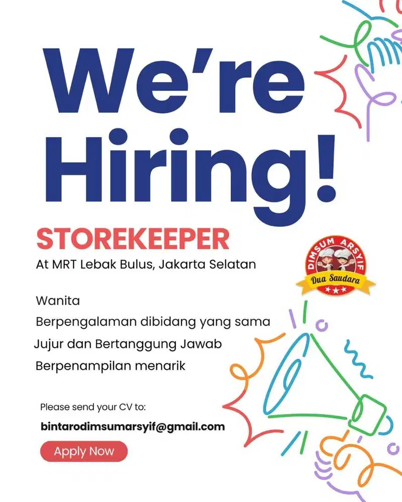Dibutuhkan segera storekepper