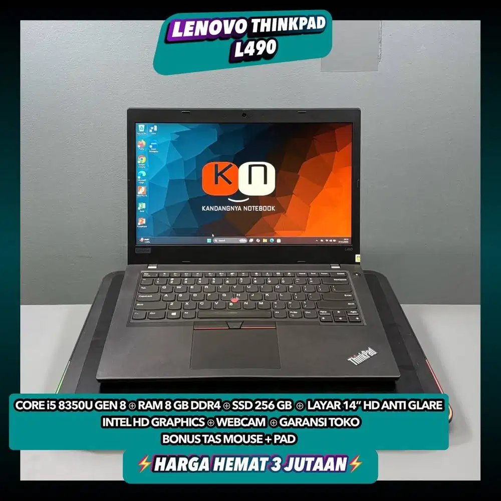 Laptop Lenovo Thinkpad L490 i5 8350U Gen8 Ram 8/256GB Layar Hd