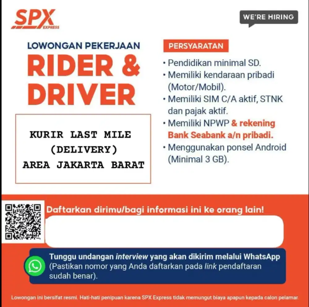 KURIR MOTOR DELIVERY SPX EXPRESS KEMBANGAN