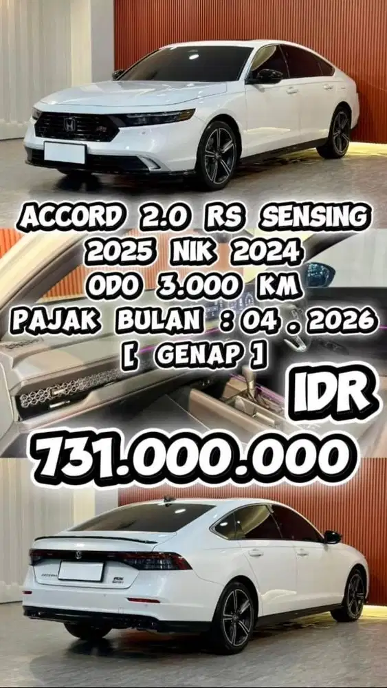 [ KM 3.000 ORIGINAL ] HONDA ACCORD RS HYBRID SENSING 2025 NIK 2024 AT