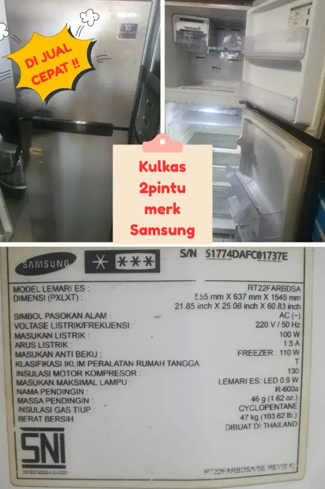 Kulkas merk Samsung 2pintu