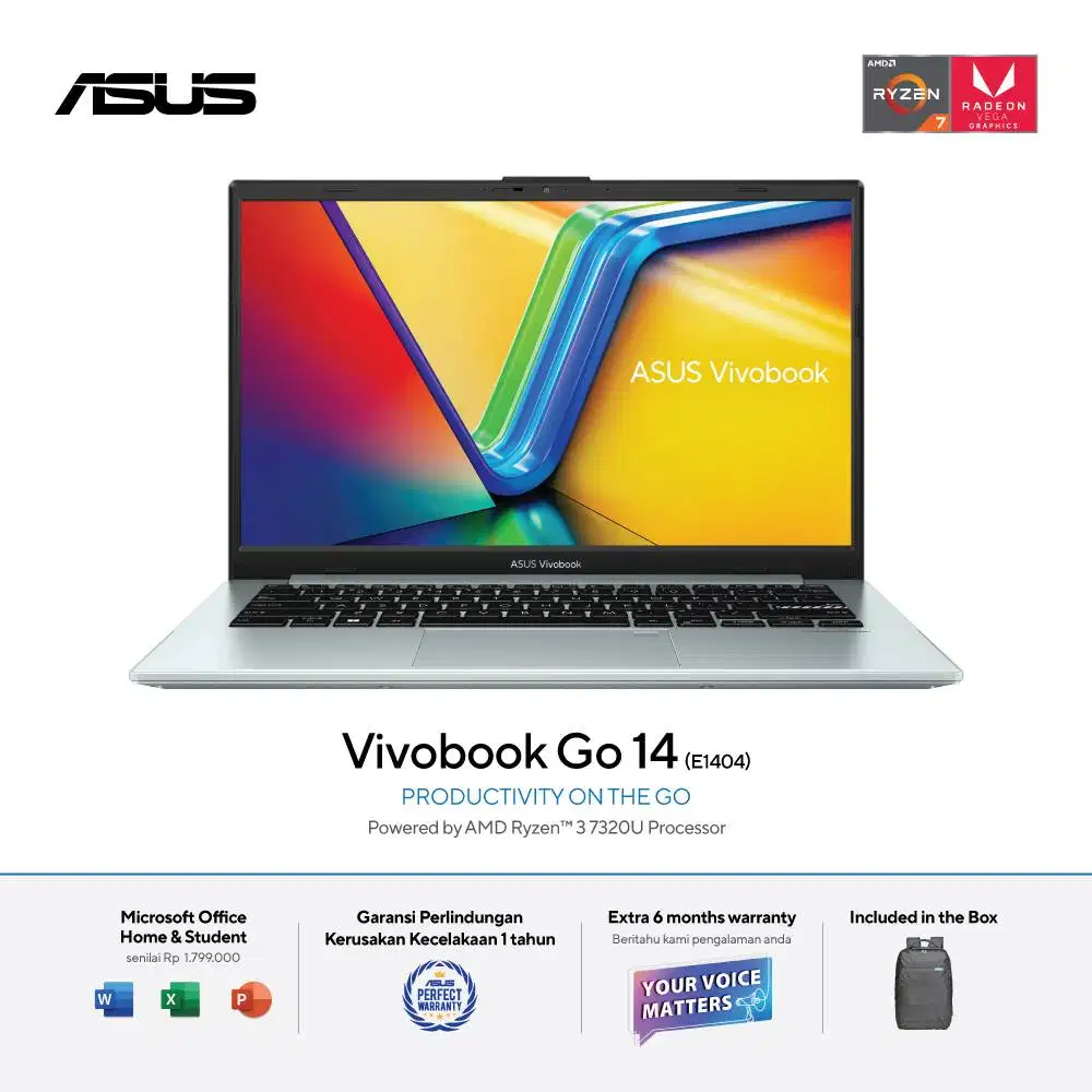 Kredit / Cash Laptop Asus Vivobook Go E1404FA Ryzen 3 7320u Ram 8 GB