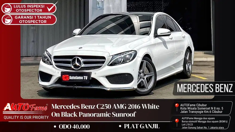 KM 40RB Mercedes Benz C250 AMG 2016 White On Black Panoramic Sunroof