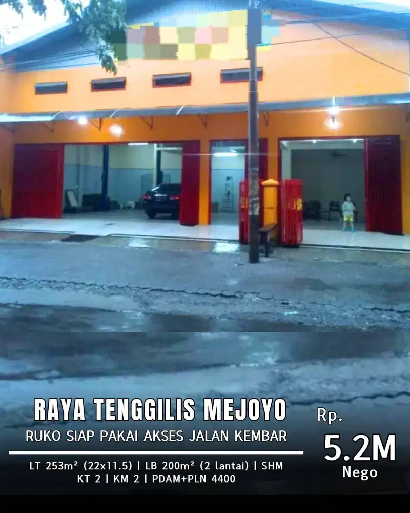 Dijual Murah Ruko Komersial Raya Tenggilis Mejoyo 2 Lantai Siap Pakai