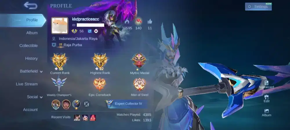 AKUN MOBILE LEGEND [EX MYTHICAL GLORY] - HSC 2025