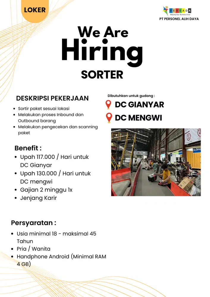 SORTER GUDANG SPX BALI, DC MENGWI DAN DC GIANYAR