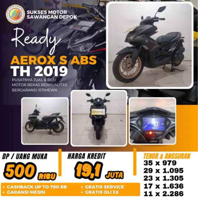 DP 500 YAMAHA AEROX S ABS TH 2019 KEYLES UNIT ISTIMEWA BERGARANSI