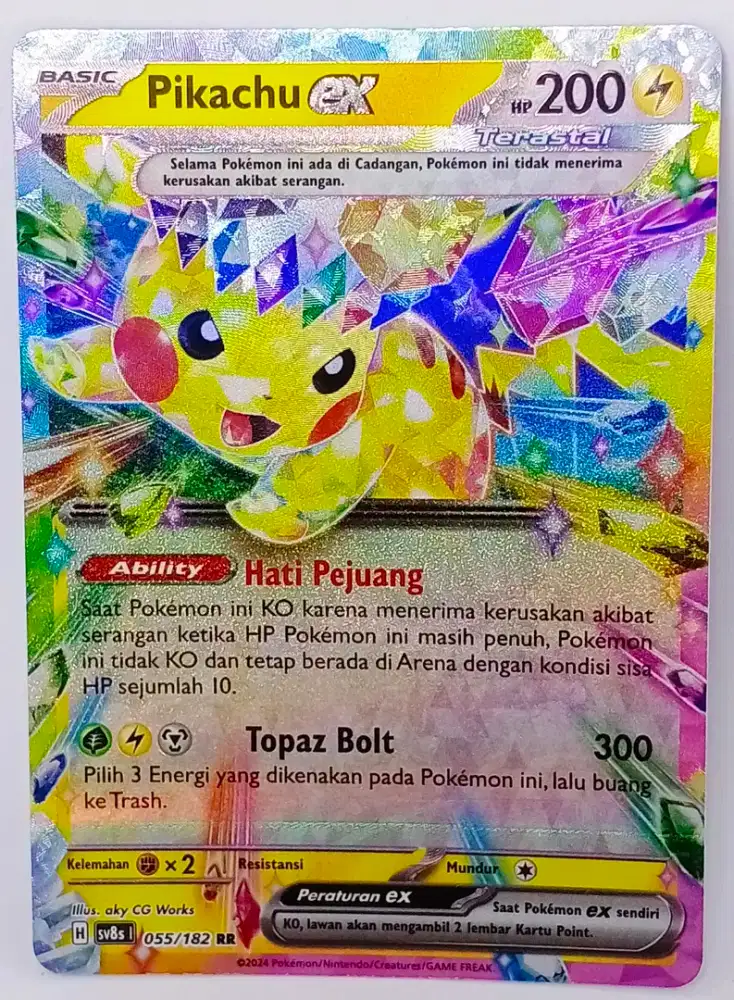 Kartu Pokémon Pikachu e Terastal SV8s 055/182 RR  Full Art Holographic