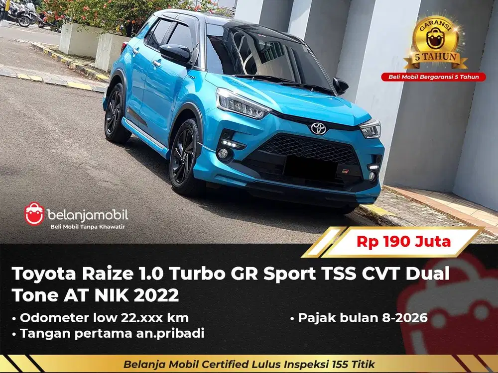 [GARANSI 5TH] Toyota Raize 1.0 Turbo GR Sport TSS Dual Tone 2022/2023