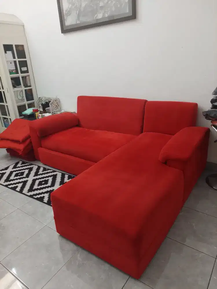 Sofa Bed L Merah