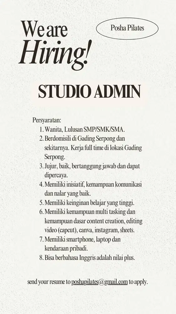 ADMIN STUDIO GADING SERPONG