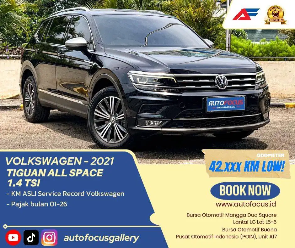 Tdp20JT Volkswagen VW Tiguan Allspace 1.4 TSI AT 2021 Hitam Metalik