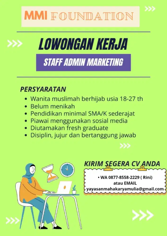 Lowongan kerja admin Marketing