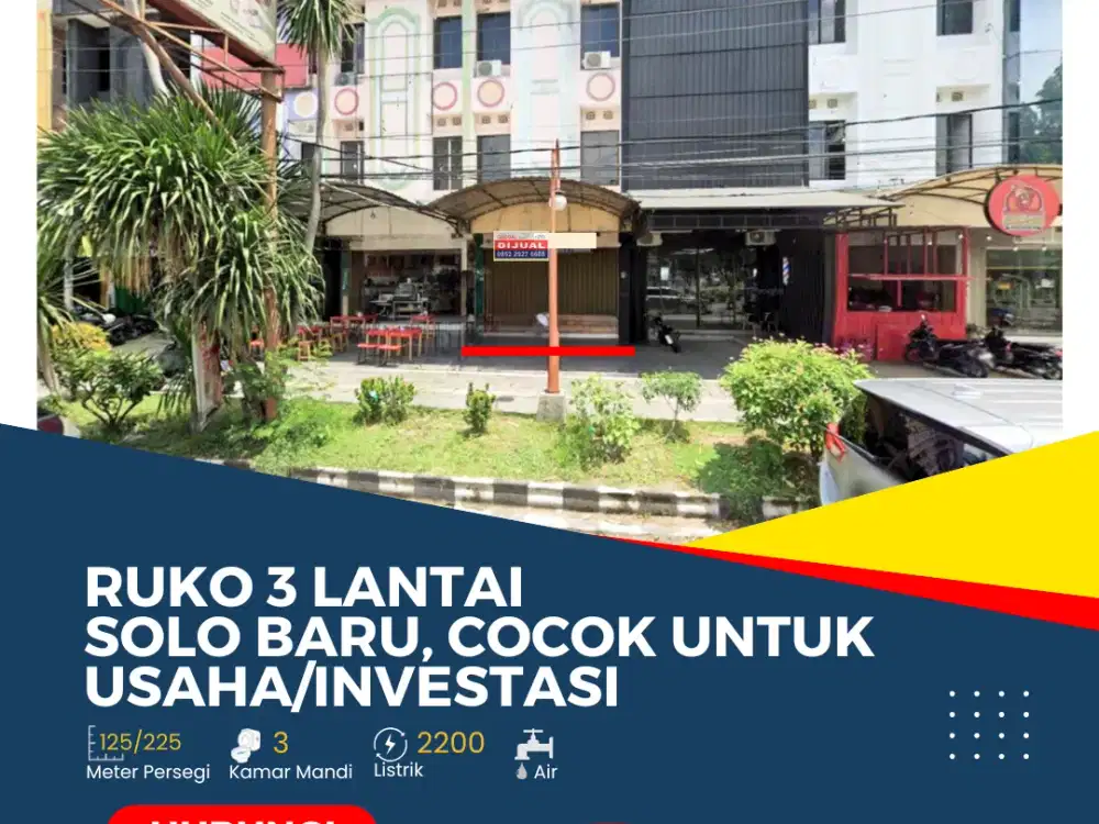 Ruko 3 Lantai Solo Baru Cocok Untuk Usaha/Investasi