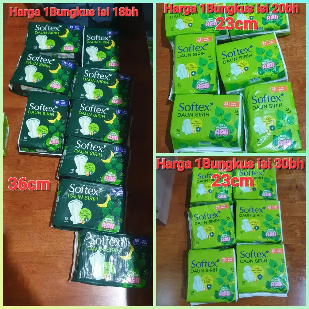 Softex Daun Sirih 36cm 18bh / 23cm 20bh / 23cm 30bh Harga 1pcs