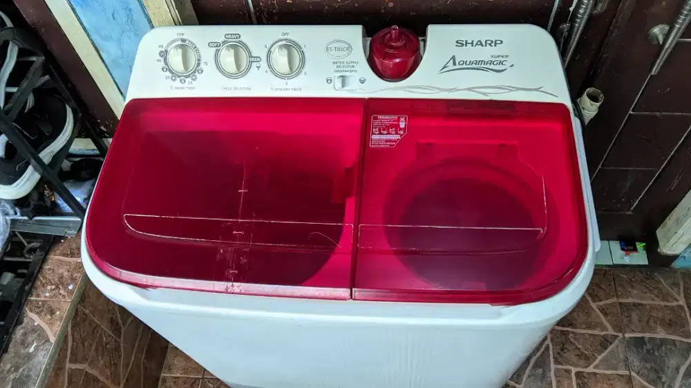 MESIN CUCI 2 TABUNG SHARP 8,5 KG NORMAL TINGGAL PAKAI HARGA 500 RB NET