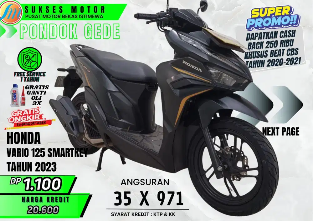 VARIO 125 SMARTKEY TH 2023 DP MURAH ANGS RINGAN PROSES CEPAT CASH KRDT