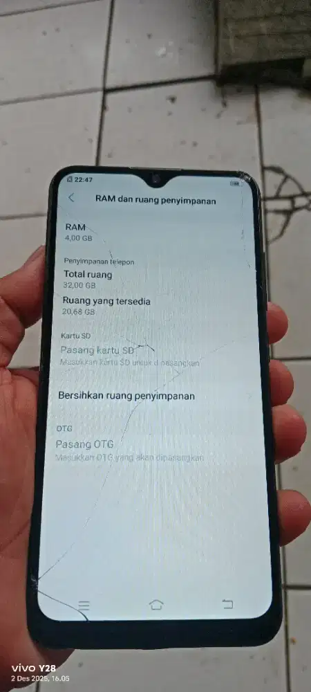 Vivo  y95 mnus lyar retak normal 4/32