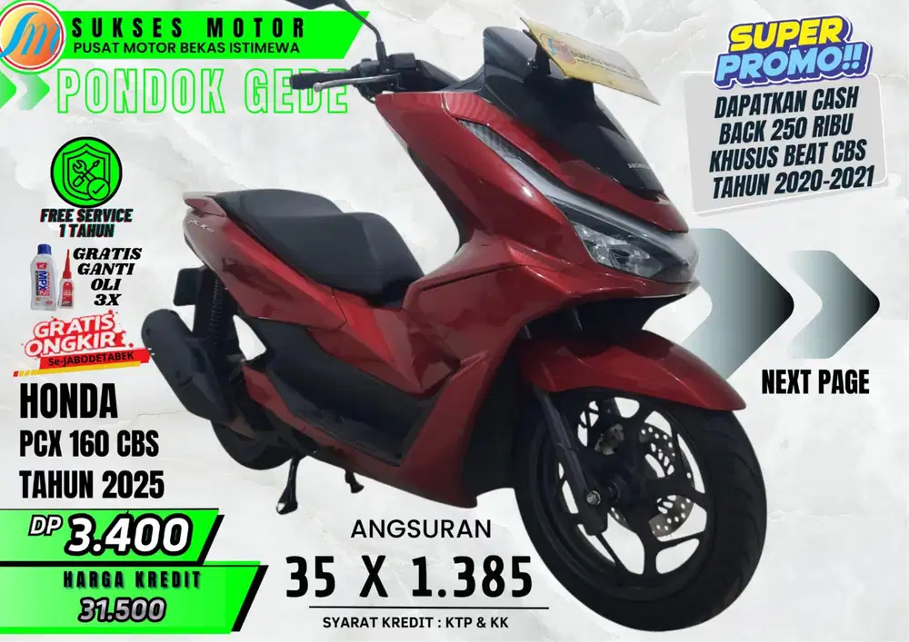 HONDA PCX 160 TH 2025 DP MURAH ANGS RINGAN PROSES CEPAT CASH KREDIT
