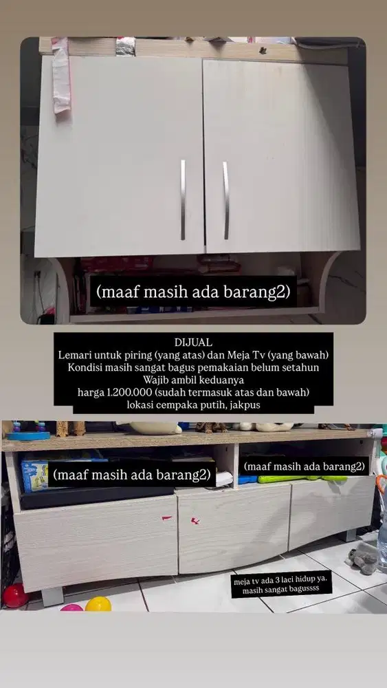 Lemari piring dan meja tv