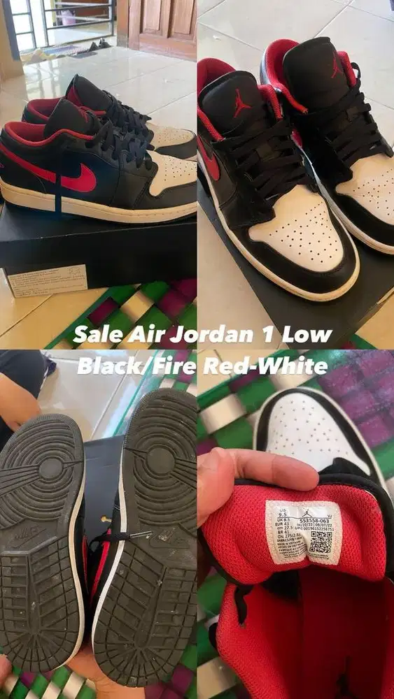 AIR JORDAN 1 LOW BLACK/FIRE RED WHITE