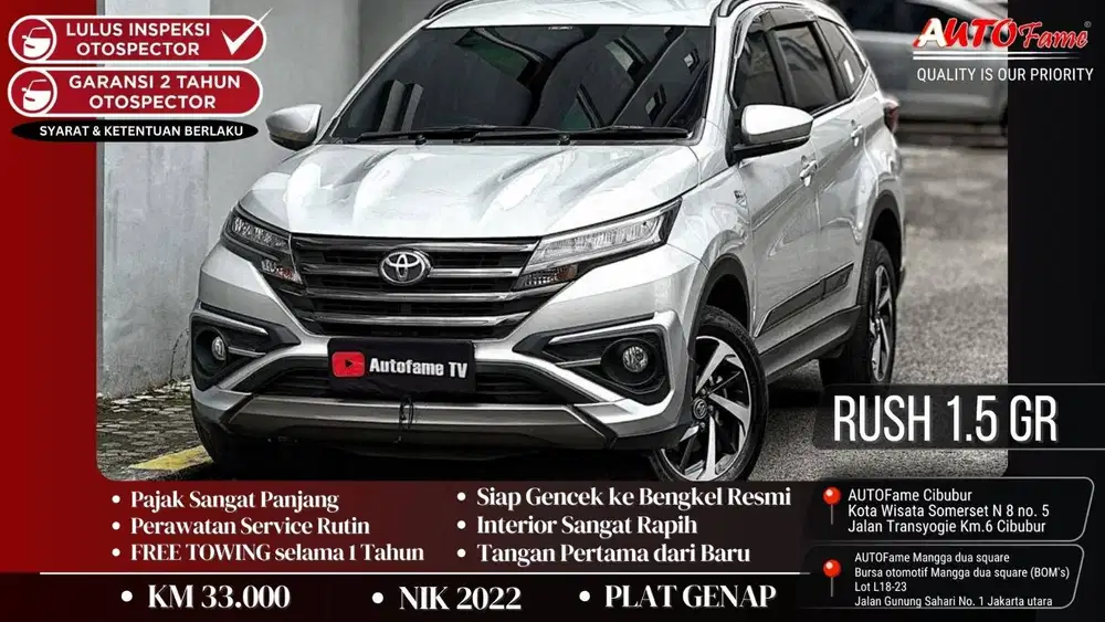 Toyota Rush 1.5 GR AT Silver On Black Pemk 2023 Tgn 1 Dr Br NIK 2022