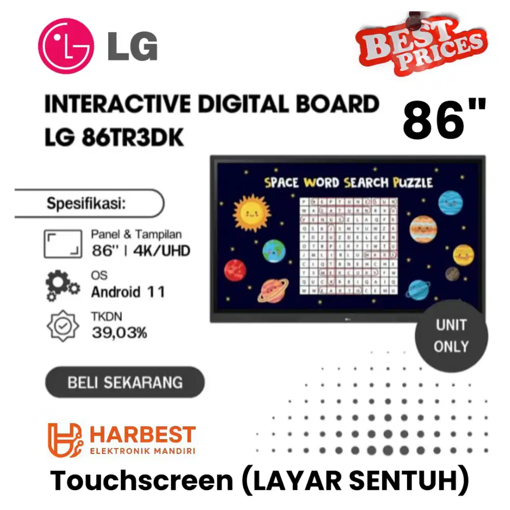 TERMURAH! LG 86TR3DK-B Tampilan DigitalSignage 86 4K UHD Layar Sentuh