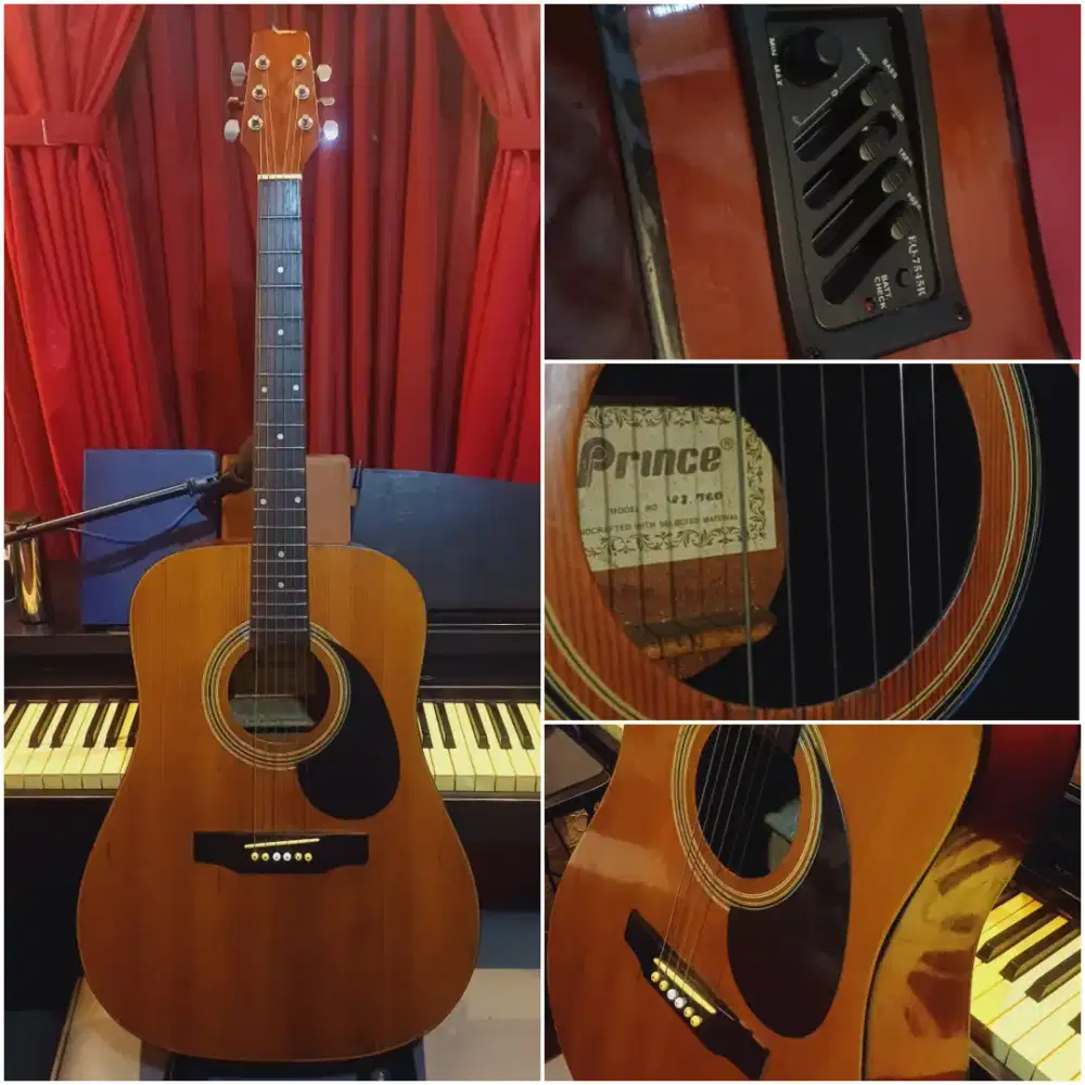 Gitar Akustik Elektrik Vintage Prince 1990's Korea Old Guitar Original