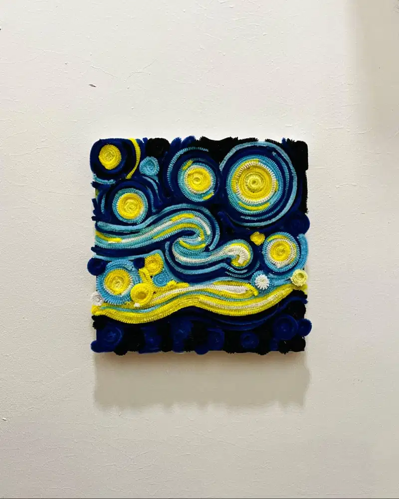 Seni Tekstil Malam Berbintang (Starry Night - Van Gogh Style)
