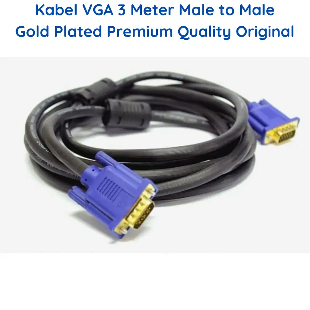 Kabel VGA 3 Meter Male to Male Gold Plated Premium Quality Original 3m