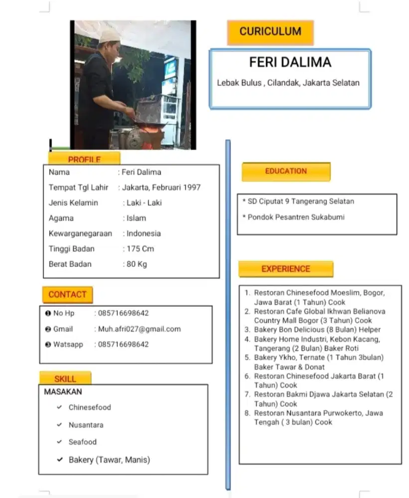 Cari pekerjaan Cook/Baker