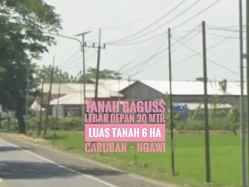 [W], Tanah Industri LD 30 mtr, NOL Jalan Raya Propinsi, dekat Exit TOL Caruban MADIUN, Prospektif