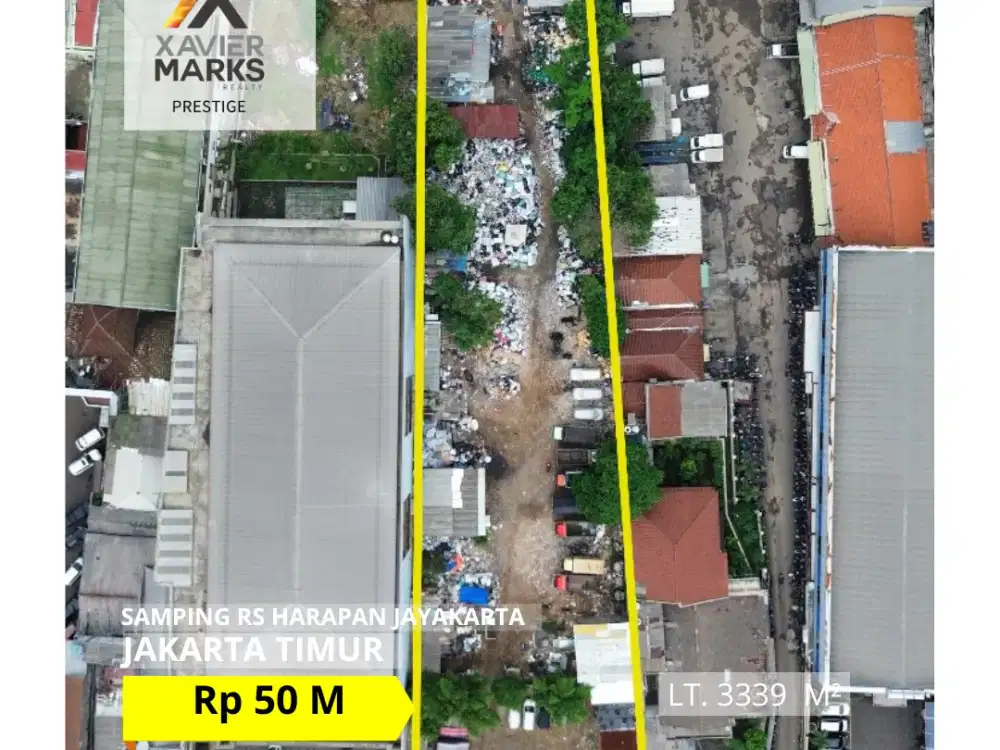 DIJUAL TANAH COMMERCIAL HARGA DIBAWAH NJOP LOKASI STRATEGIS DEKET DARI PINTU TOL, 2KM KE MALL ARION DISAMPING RS HARAPAN JAYAKARTA JAKARTA TIMUR
