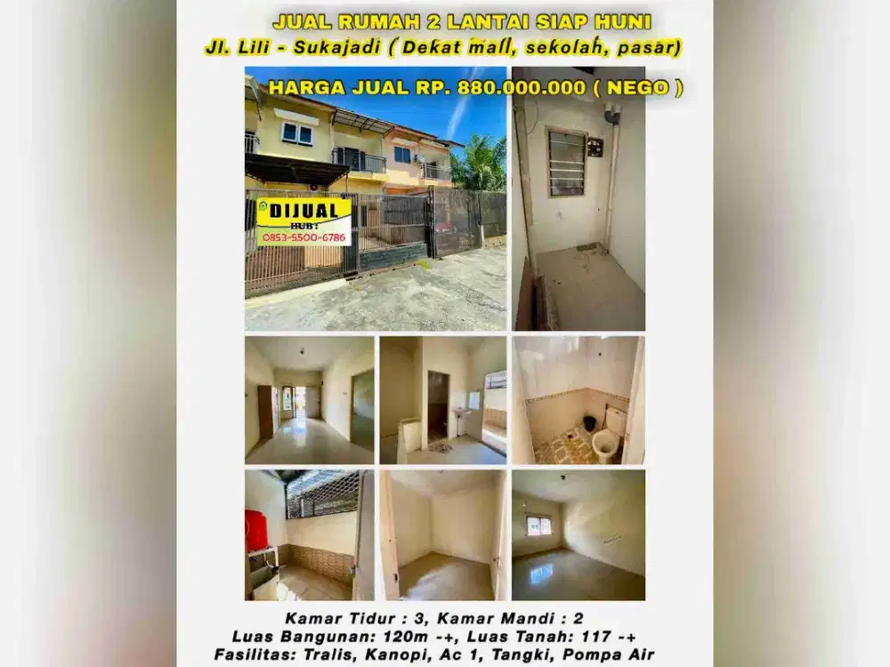 jual rumah 2 lantai siap huni