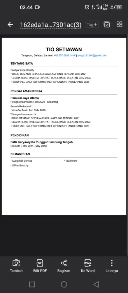 Mencari kerjaan scurity dll