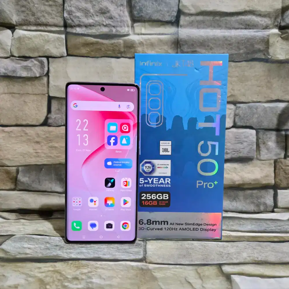 Infinix Hot 50 Pro Plus 8/256 4G Pink Fulset segel mulus 98% Garansi