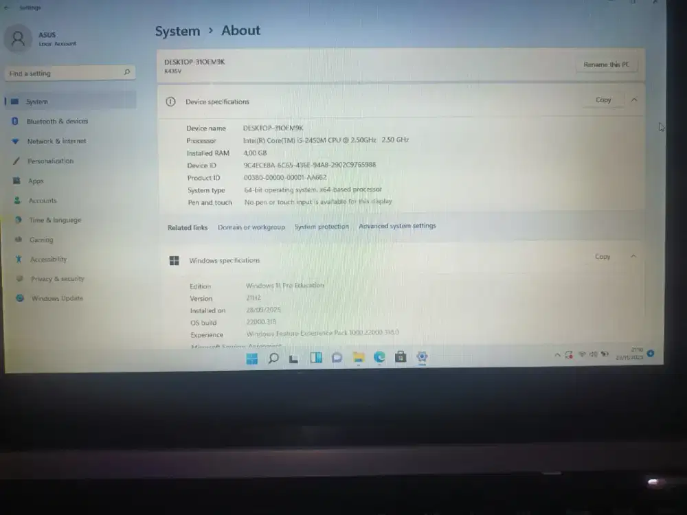 Laptop ASUS A43S core i5-2450M @2,50GHz