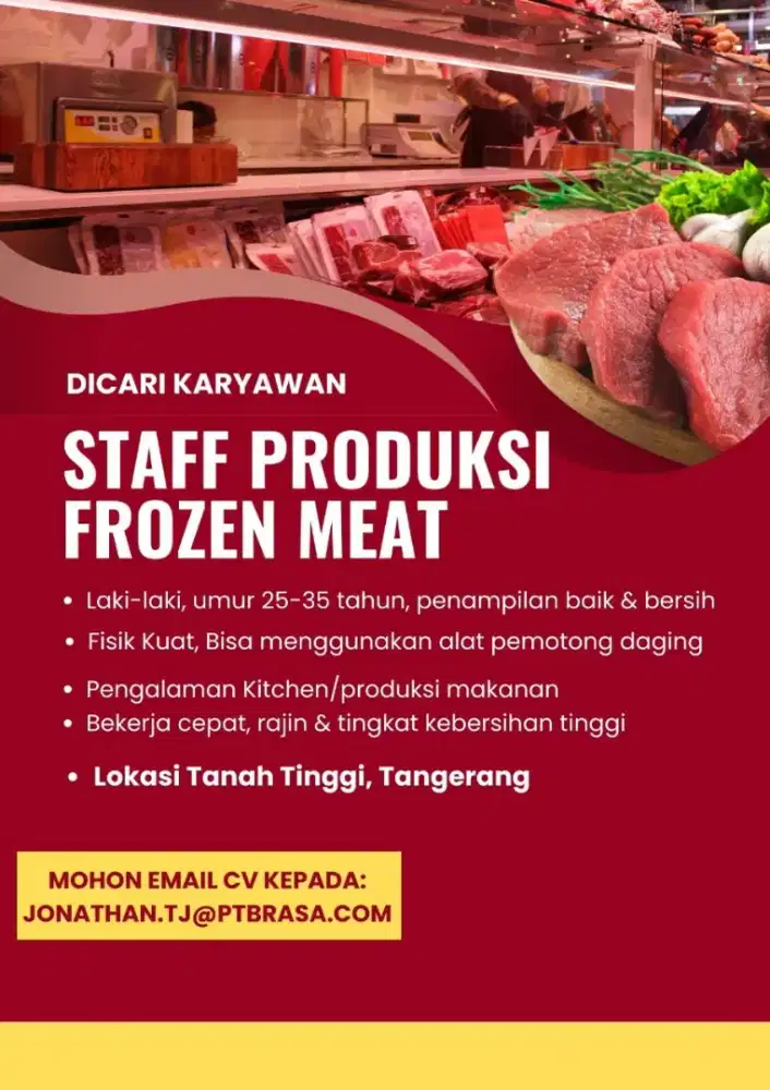 Lowongan Kerja Butcher / Produksi Frozen Food