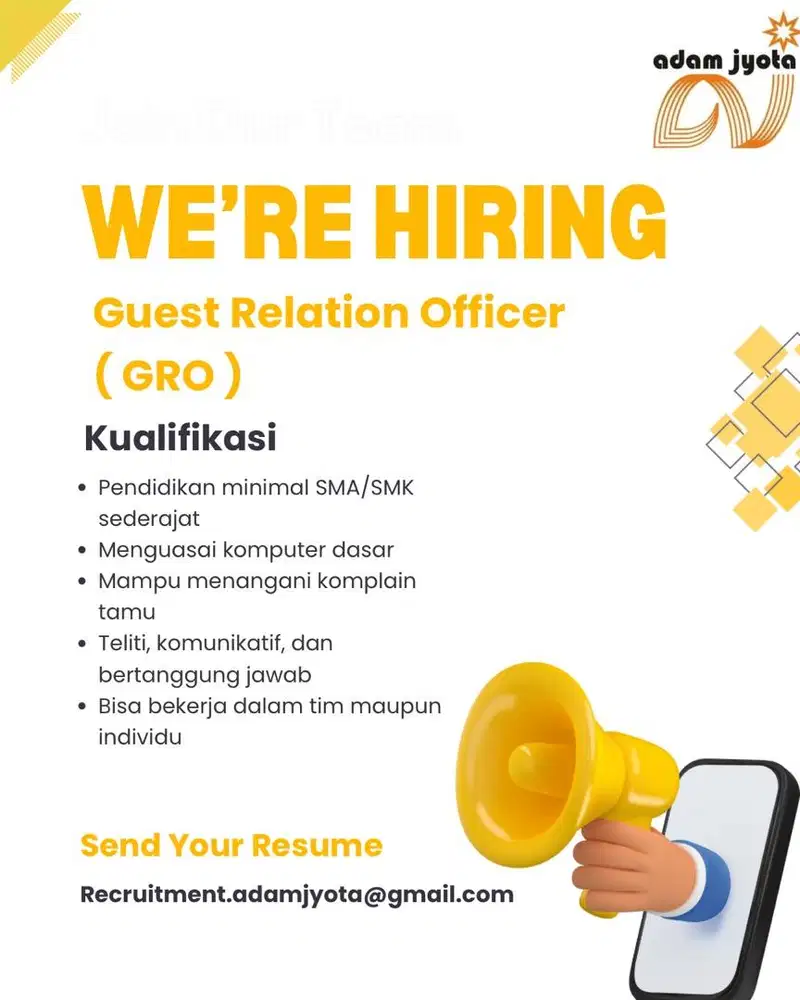 Lowongan Kerja GRO dan VILLA COORDINATOR