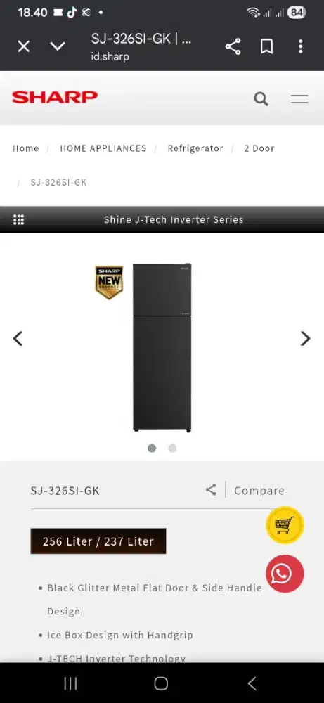 Kulkas sharp SJ 326SI GK