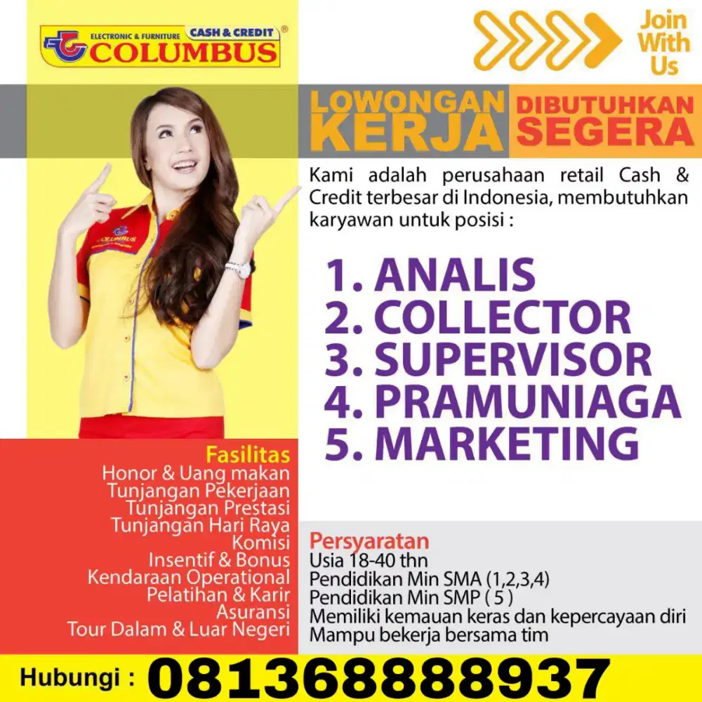 Lowongan kerja Columbus Kisaran