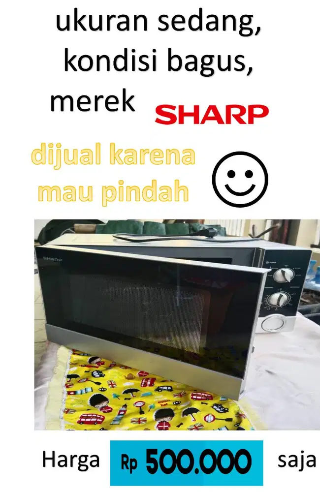 dijual microwave ukuran sedang,  kondisi bagus, merek SHARP