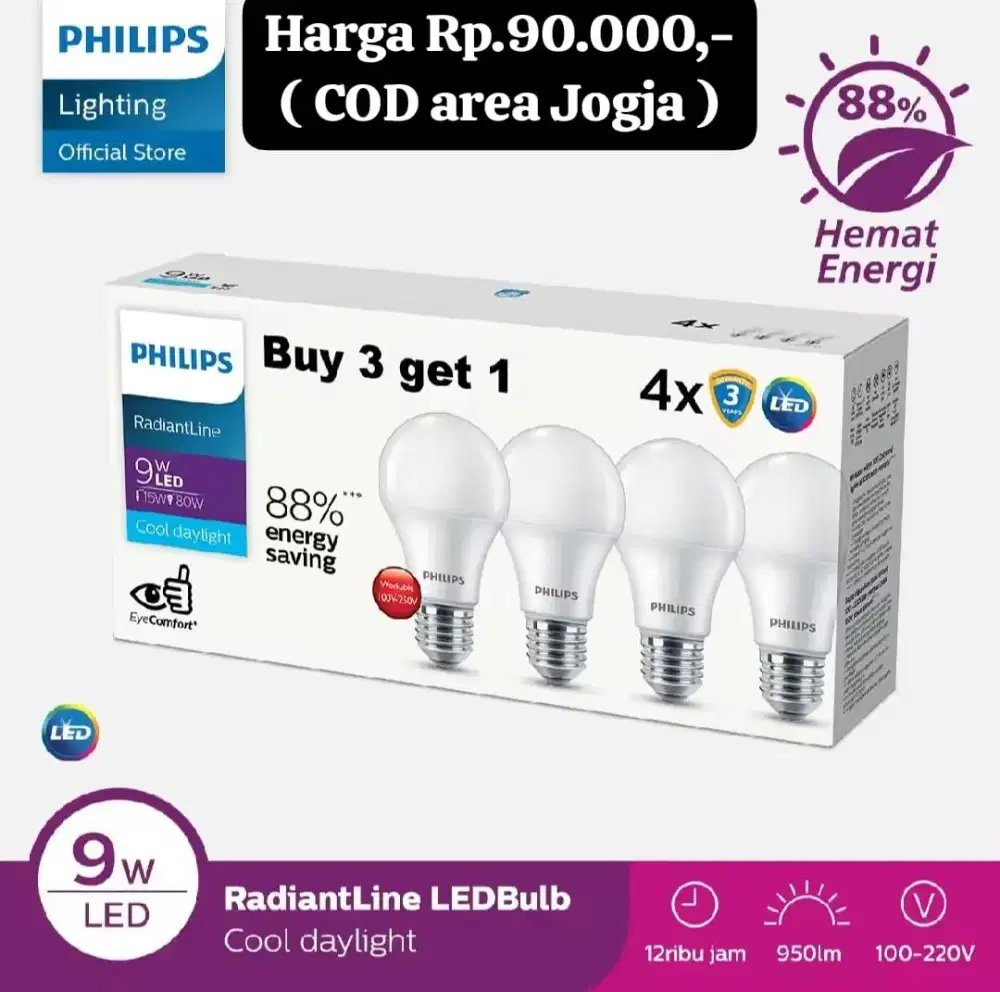 Lampu LED Philips 9watt ( COD JOGJA )